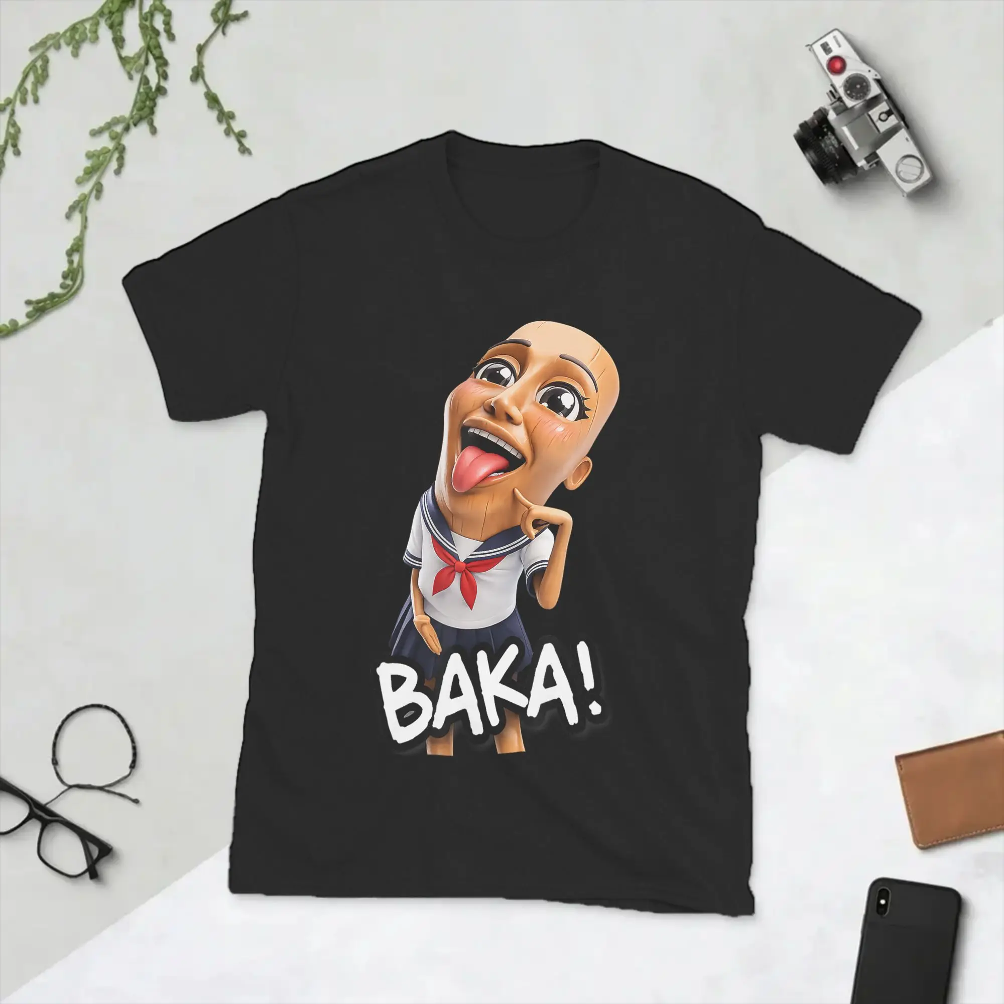 Baka Tung Tung Tung Sahur Funny Anime Brainrot Meme Men's T Shirts  Humorous Tees Short Sleeve Crew Neck T-Shirt 100% Cotton