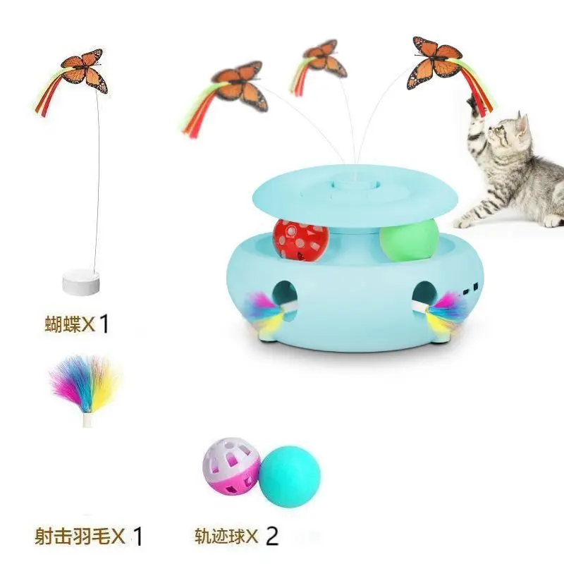 Cat toy butterfly electric cat teaser wand three-in-one adjustable cat boredom relief rechargeable type
