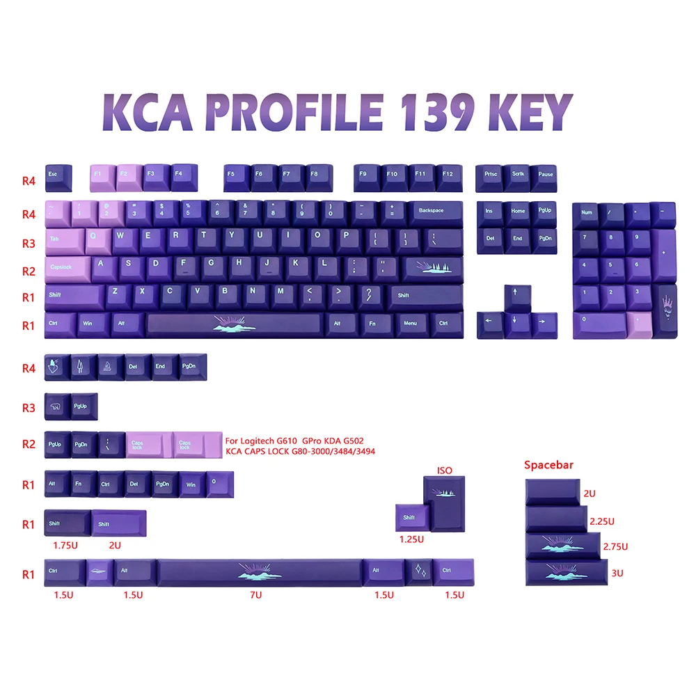 

Aurora Borealis Keycaps Set KCA Height pbt dye sub Keycap For gk61/64/68/75 GMMK PRO Mechanical Gaming Keyboard Caps iso Keys