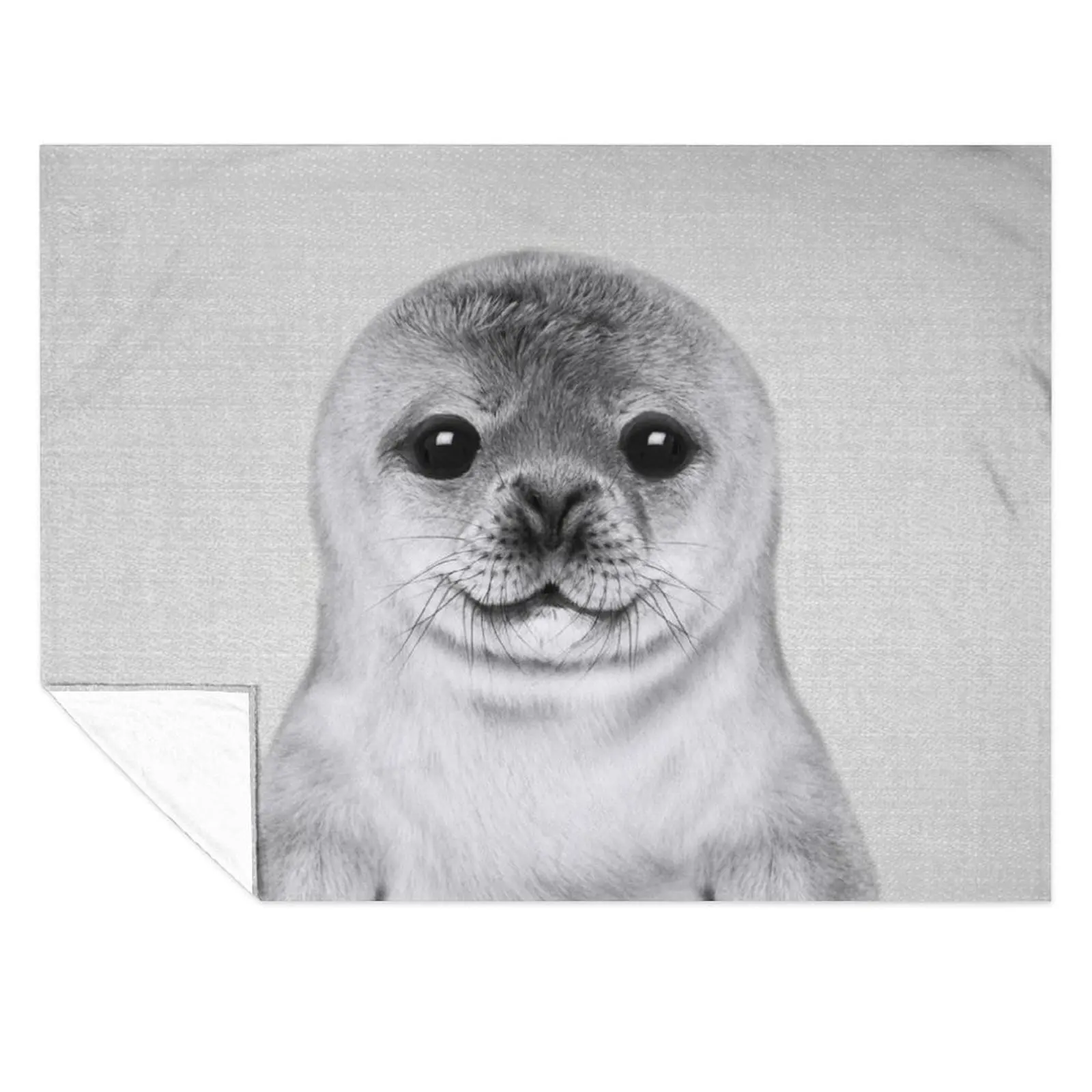 

Baby Seal - Black & White Throw Blanket Cute Plaid Nap Luxury Throw Blankets