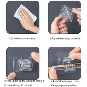 2/4/8 Buah Klip Batang Gorden Dapat Disesuaikan Kait Penjepit Perekat Diri Tempat Tirai Dudukan Braket Dinding Klip Gantung Dinding Bebas Paku 8 tempat gorden penjualan terbaik - №