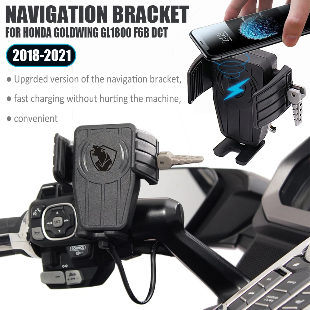 

Gold Wing GL1800 Motorcycle Navigation Bracket Wireless Charging GPS Phone Holder For HONDA GoldWing GL1800 F6B DCT 2018-2021