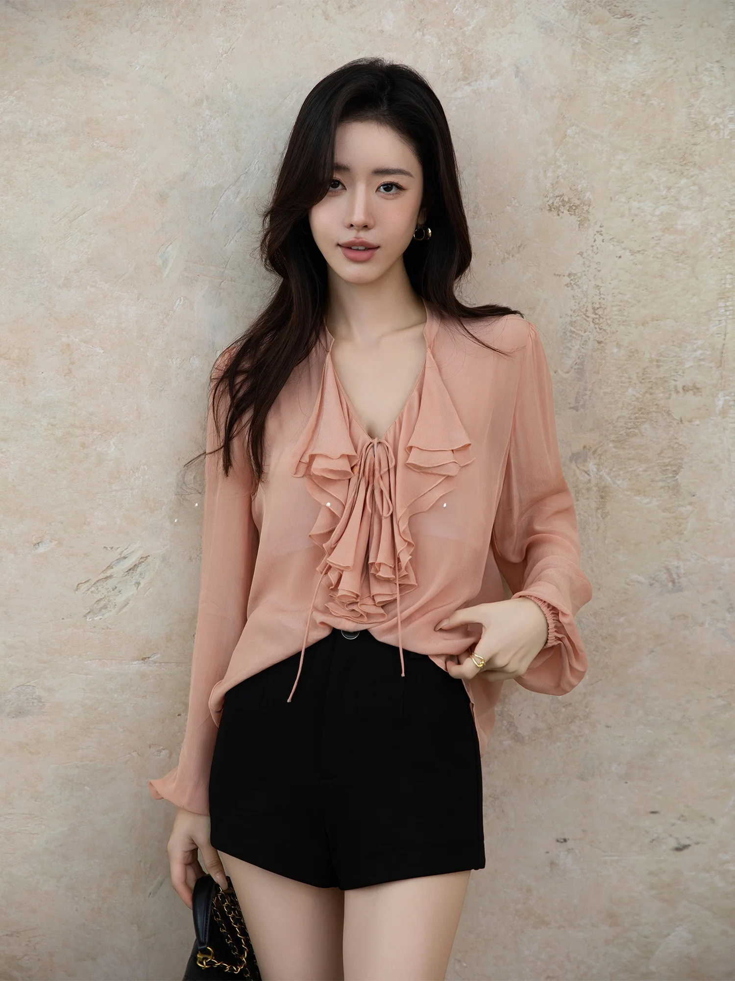 

TOUCHIN HAUTE Classic Replied "Heavenly Kiss" Niimura Keiko Series Шелковая шифоновая блузка для женщин, свободного кроя, для повседневной носки, Lo...