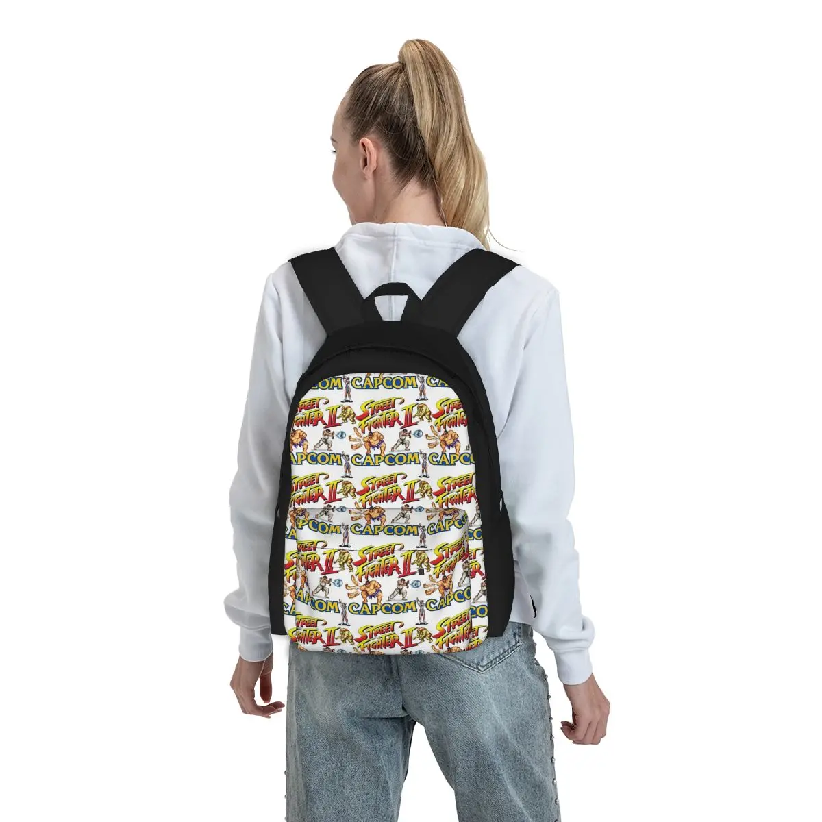 Straßen kämpfer 2 Turbo Muster Rucksäcke Bücher tasche Studenten Schult aschen Cartoon Kinder Rucksack Reise Rucksack Umhängetasche