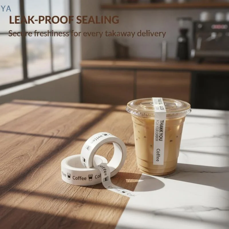 Shipping Label Tape Tear Resistant White Self-Adhesive Sticker for Takeout Baking Bottle Cup Sealing Thank You Stickers