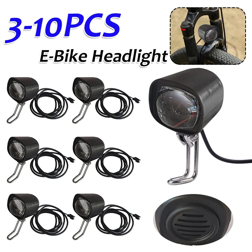 

10PCS 2 in 1 Scooter Horn Headlight Durable Waterproof Motorcycle Electric Bike Front Light Lamp Electric Scooters Accessories