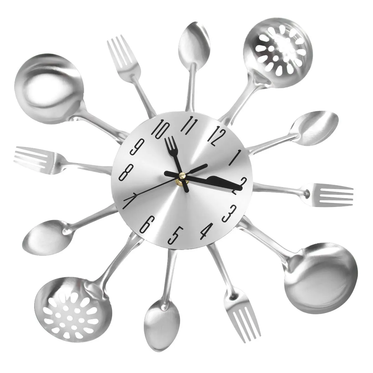 

Creative Wall Clock 32Cm Operated Stainless Quartz Movement Kitchen Cutlery Style Decorative Home Wall Clock
