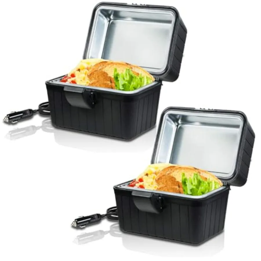

12V Portable Electric Heating Lunch Box - Insulated Food Warmer for Traveling Picnics Camping and On-site Lunch Break 2 Pack Bl