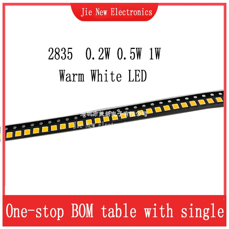 LED SMD 100-2835 K blanco cálido, 0,5, 1W, 0,2 W, 2800 W, 3V, 6V, 9V, 18V, 150MA, 100MA, 60MA, alto brillo, 3200 unidades