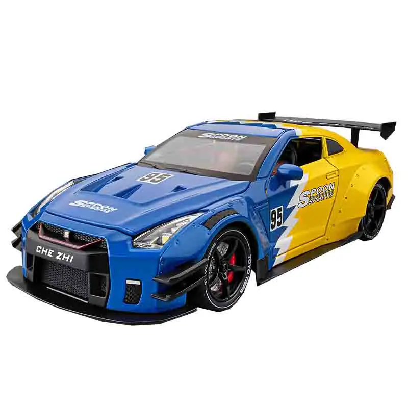 1:24 Nissan Skyline Ares GTR R35 vehículos de juguete y fundido a presión, modelo de coche de juguete de Metal, colección extraíble de alta simulación, juguetes para niños
