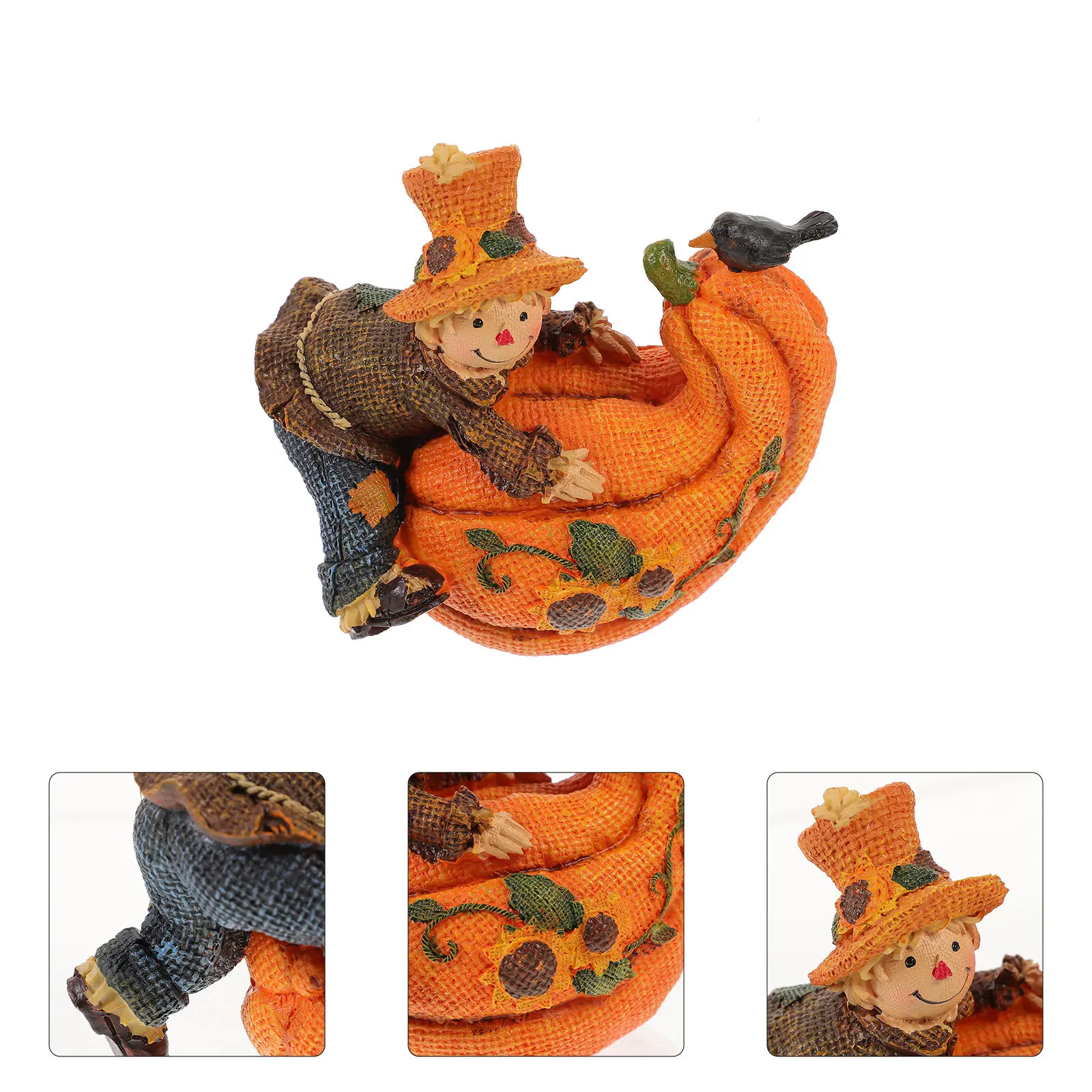

Resin Halloween Pumpkin Candleholder Creative Retro Style Stand Decorative Candlestick for Home Office