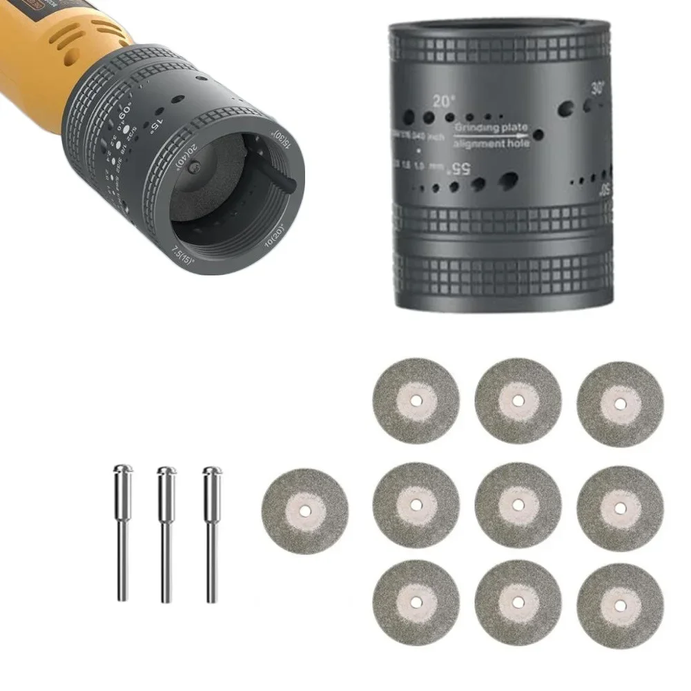 1set Electrode Sharpener Grinder Head TIG Welding Tool 8 Angled Hole Sharpener Double-sided Grinding Wheels CNC Mandrel