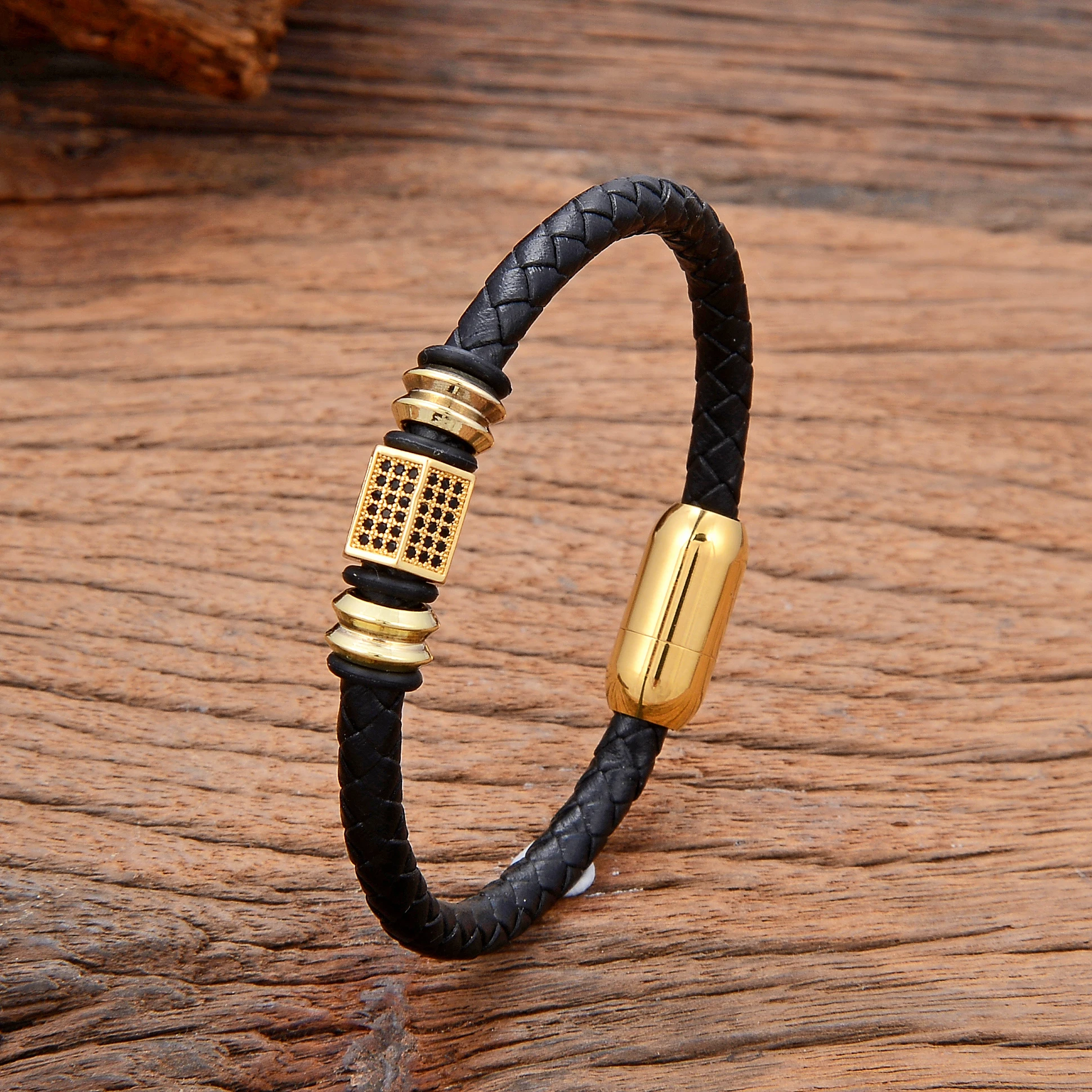 YISHUCHA Luxury Zircon Charm Bracelet &bangle Handmade Leather Rope Chain Accessory 2022 Fashion Korean Jewelry For Women Girls