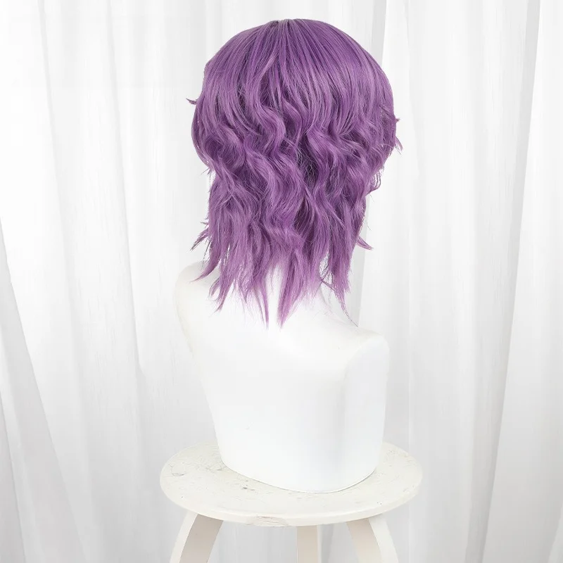 Identity V Jack Black Bones Cosplay Wig Purple Short Curly Synthetic Hair The Ripper Cos Wigs Halloween Party Costume Accessory view 5