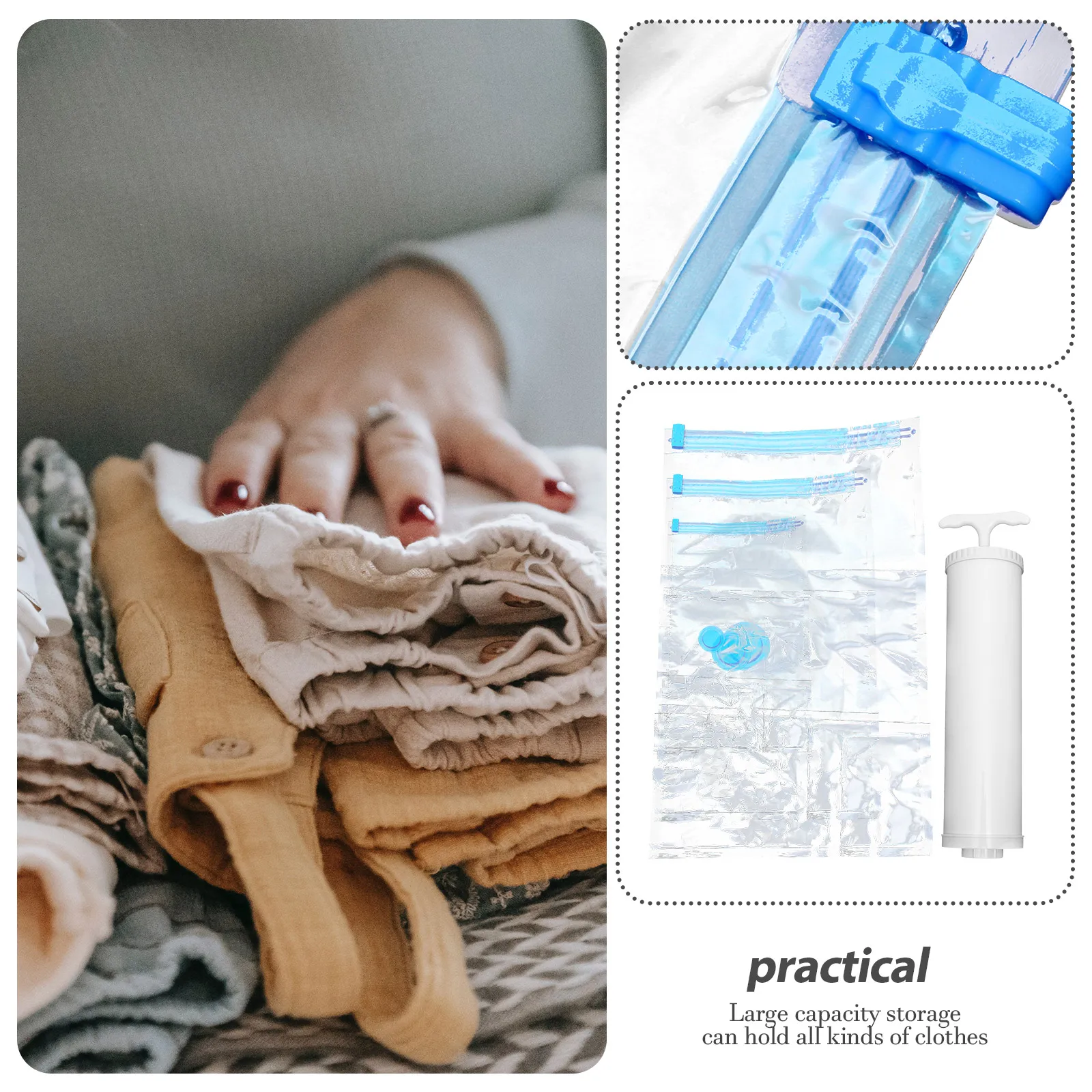 

Compression Bag Set PET PE Material Large Capacity Vacuum Storage Bags Clothing ganizer Thickened Reusable Space Saver Quilt
