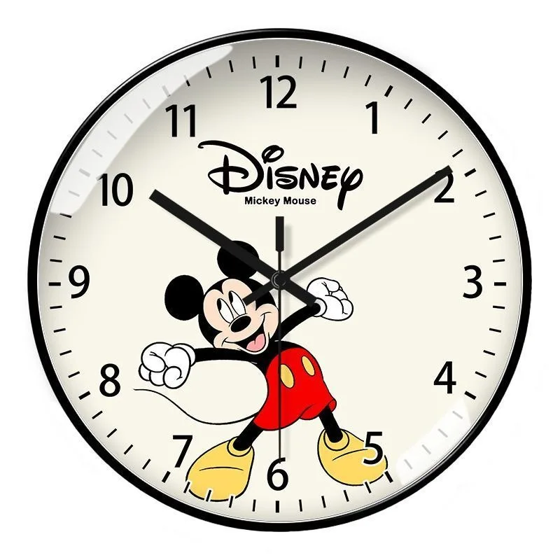 Disney Mickey Mouse Cartoon Animation Creative Wall Clock Fashion Simple Ins Style Bedroom Living Room Silent Quartz Wall Clock