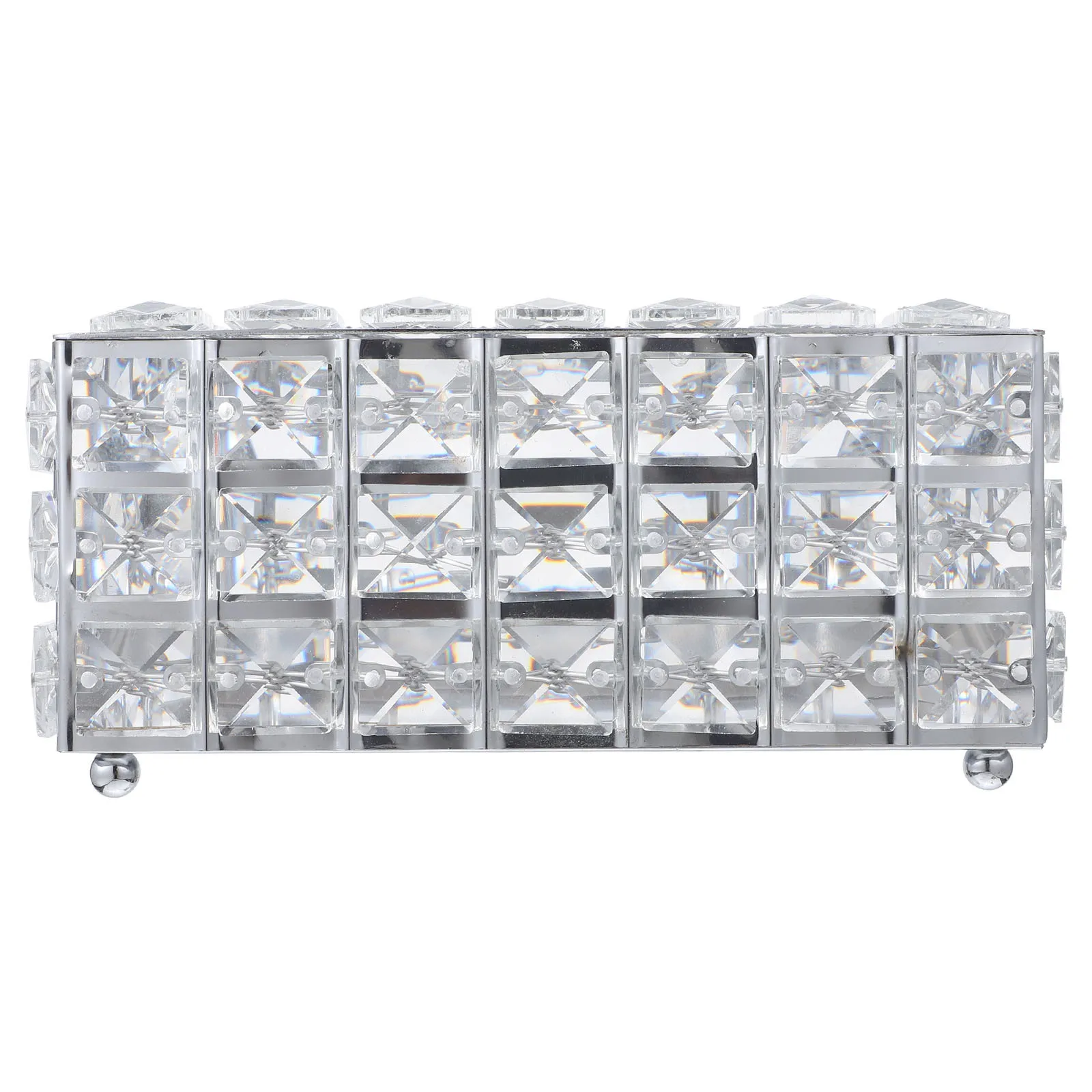 

Crystal Alloy Rectangular Tissue Box Cover Decorative Paper Napkin Holder for Home Office Car Bedroom Living Room Organizer