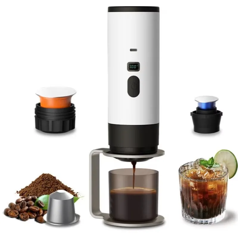 Portable Battery/Electric Plastic Fully Automatic Capsule Coffee Machine 15 Bars Pump Pressure 90ML Capacity Small Size for