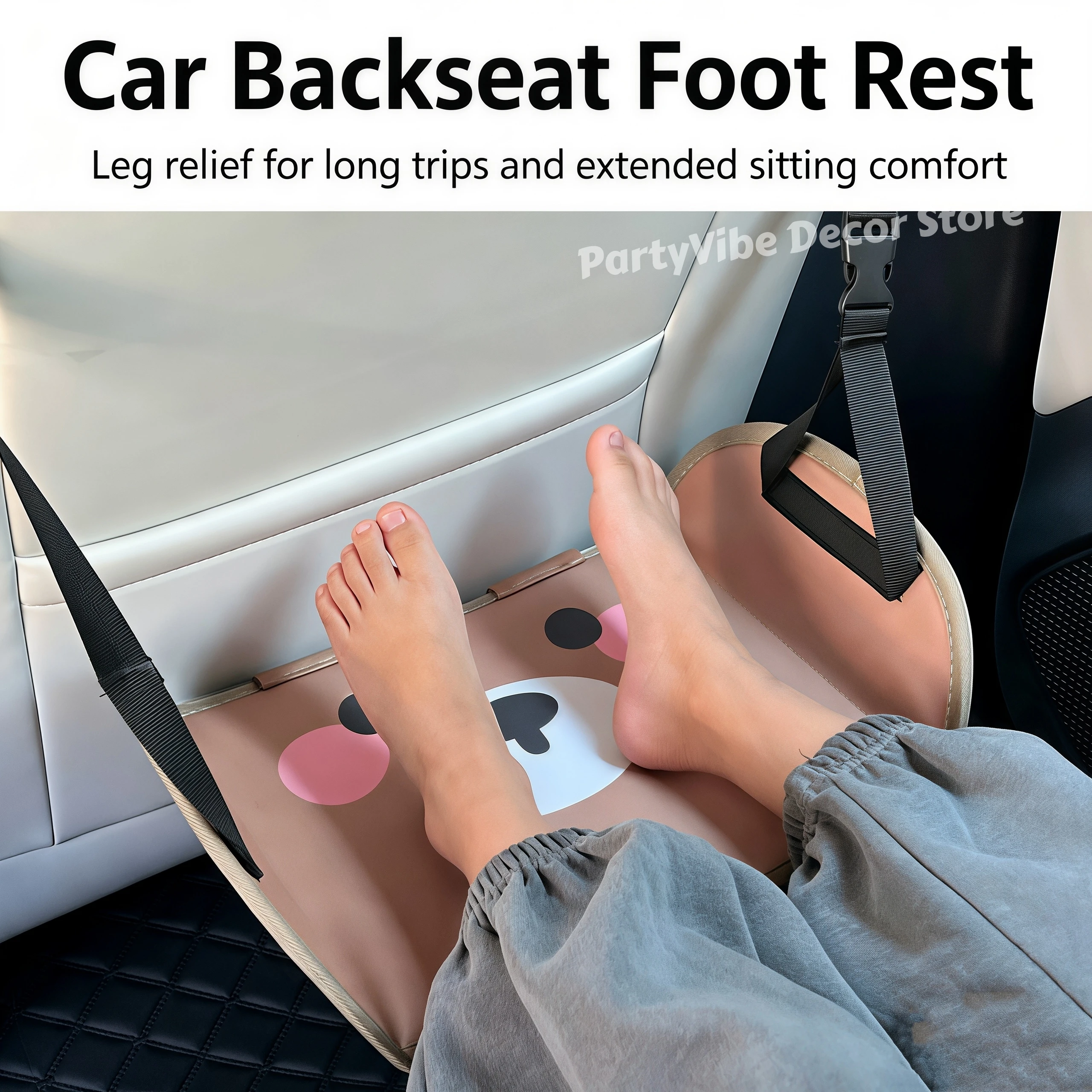 Car Travel Foot Rest Mat Backseat Suspension Hammock Adjustable Length for Improving Ride Travel Office Comfort Auto Accessories