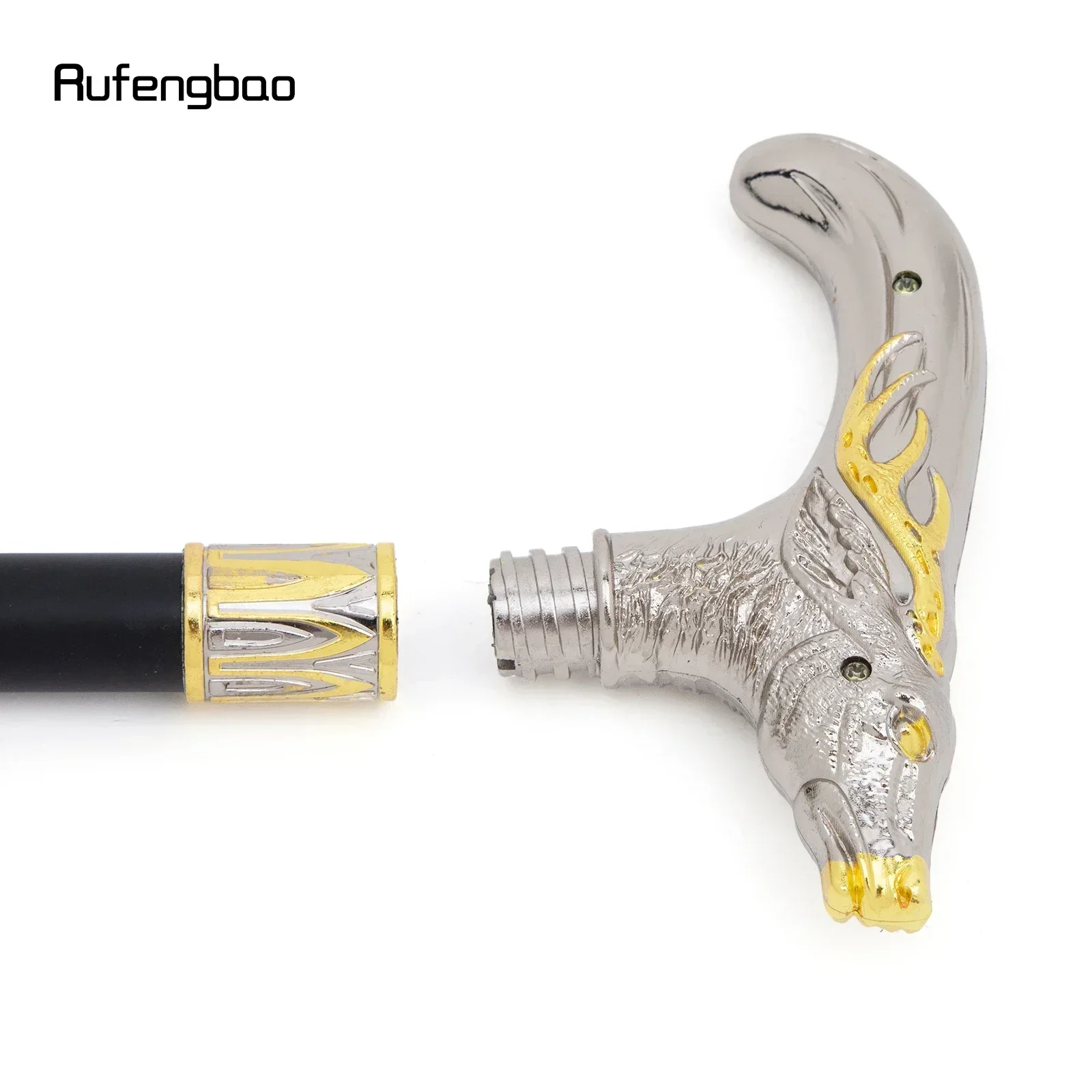 الذهبي الأبيض سيكا الغزلان رئيس عصا للمشي الأزياء الزخرفية عصا للمشي Steampunk والاستخدام اليومي قصب 91 سنتيمتر