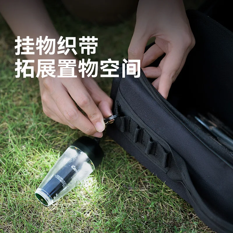 حقيبة تخزين معدات التخييم شديدة التحمل ومقاومة للماء، ومقبض حمل قابل للطي مع حزام مولي لتنظيم التروس الخارجية #6