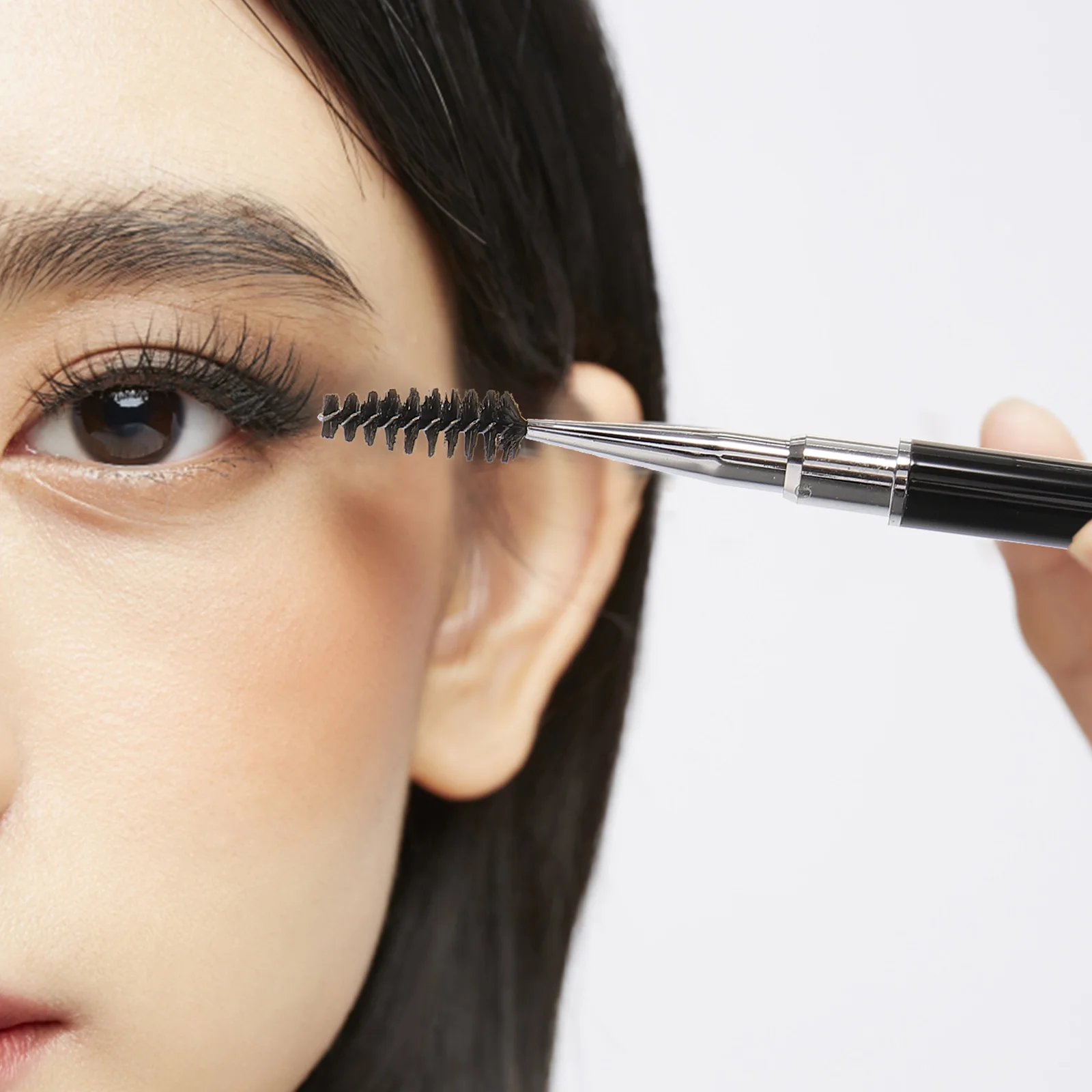 2 Pcs Eyelash Brush Lashes Comb Applicator Tool Brow Black White Mascara Wand Spiral Fiber Travel Home Use