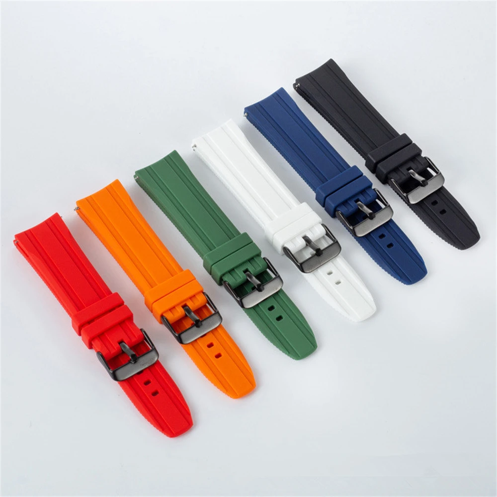 Универсальный изогнутый силиконовый ремешок для телефона 20 мм 22 мм для мягкого ремешка huawei водонепроницаемый ремешок для наручных часов