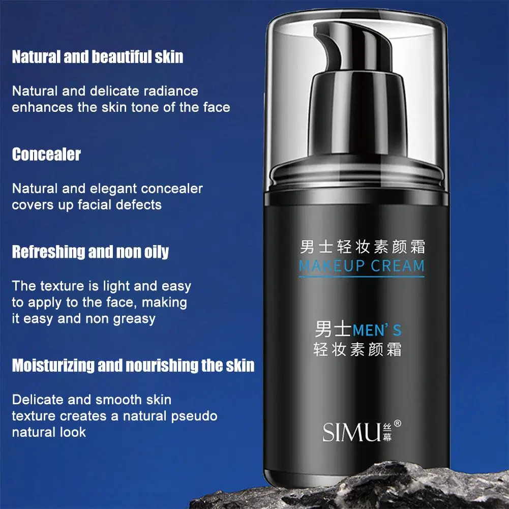 Men'S BB Cream Long-lasting Moisturizing Oil Control Acne Marks Scars Spots Pore Makeup Dark Primer Full Concealer Covering E2J7