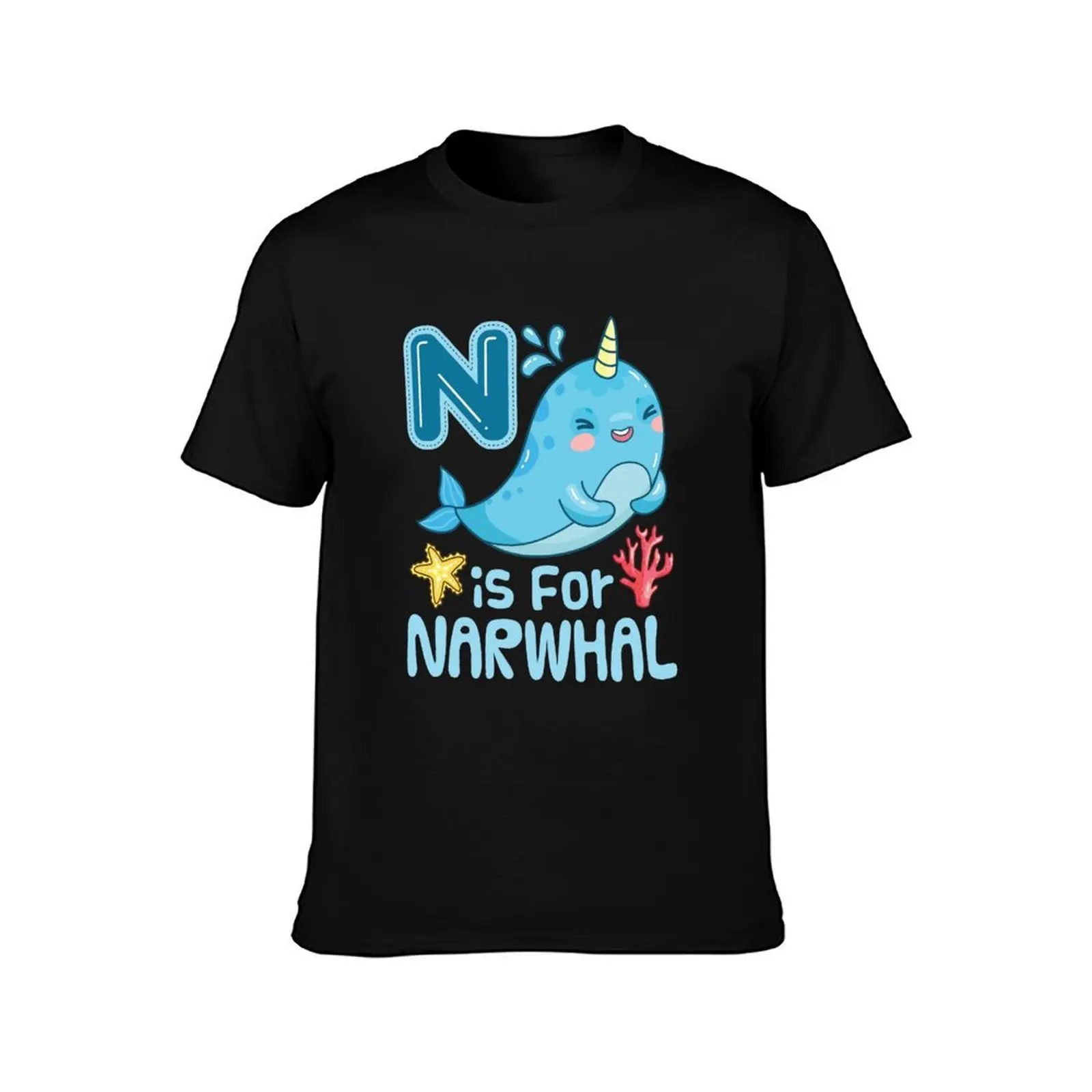 N Is For Narwhal T-Shirt Simple Casual Short Sleeve Tee T-Shirt