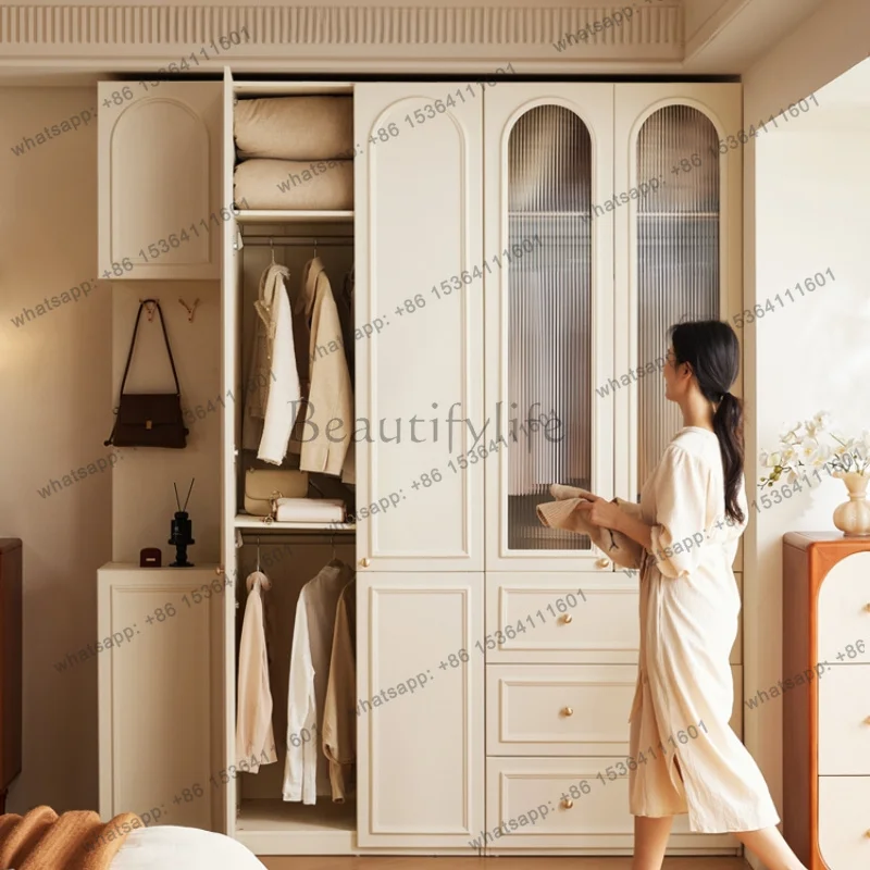 PG French Locker Bedroom Wardrobe Cabinet Drawers Cream Storage Open Closet Bedroom Organizer Girls Guarda Roupas Furniture Home