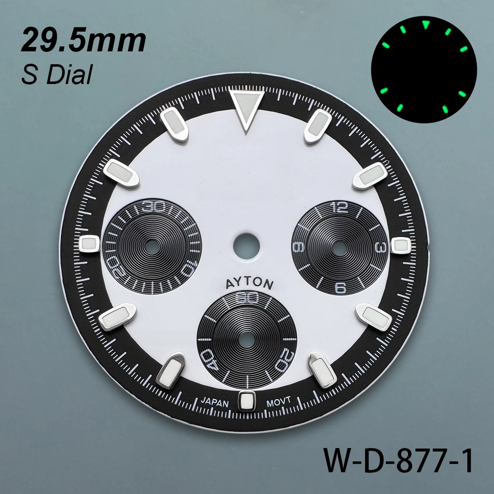 Cadran Panda DTN avec Logo S, 29.5mm, adapté au mouvement à Quartz VK63, vert lumineux coloré, accessoires de Modification de montre de haute qualité