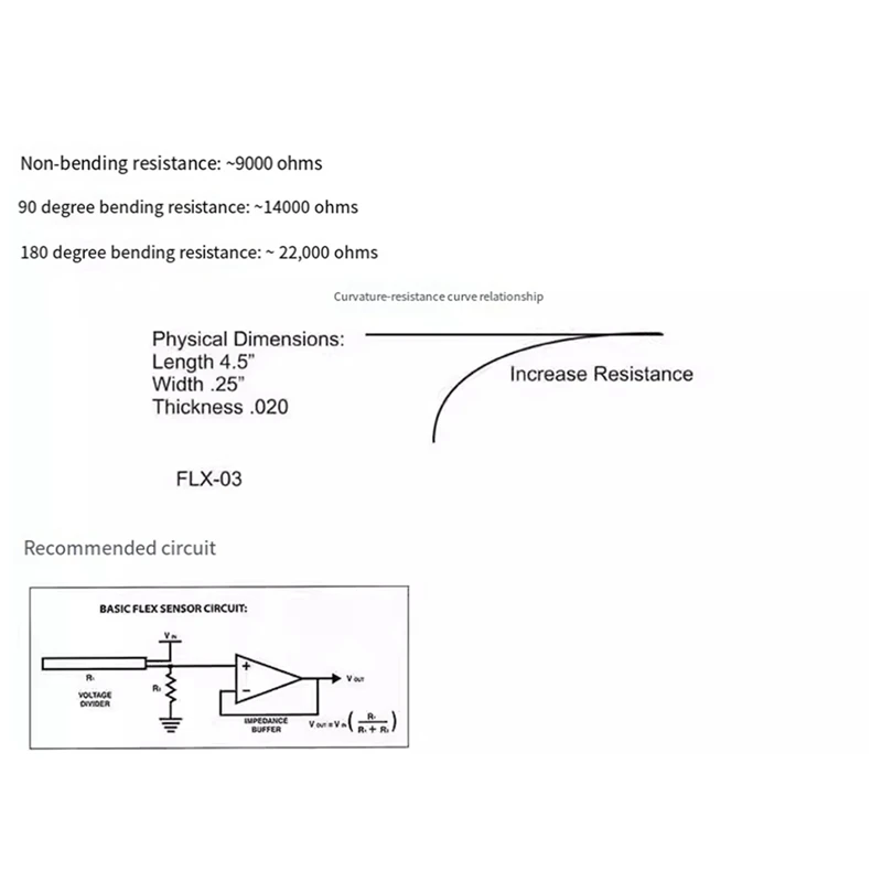 Sensor Flex 4.5 inci Sensor Flex untuk Manipulator aksesoris sarung tangan elektronik Flex 4.5inch Sensor Flex mudah digunakan