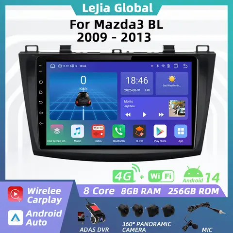 Car Multimedia For Mazda 3 BL 2009 - 2013 Android Radio GPS Navigation Carplay Auto Head Unit Stereo Autoradio 2 Din 360 camera