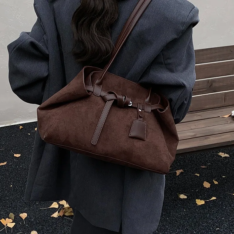 

Solid Color Quality PU Shoulder Bag Large Capacity Tied Casual Tote Handbag Hot Sale Bags for Women Bolsas Femininas
