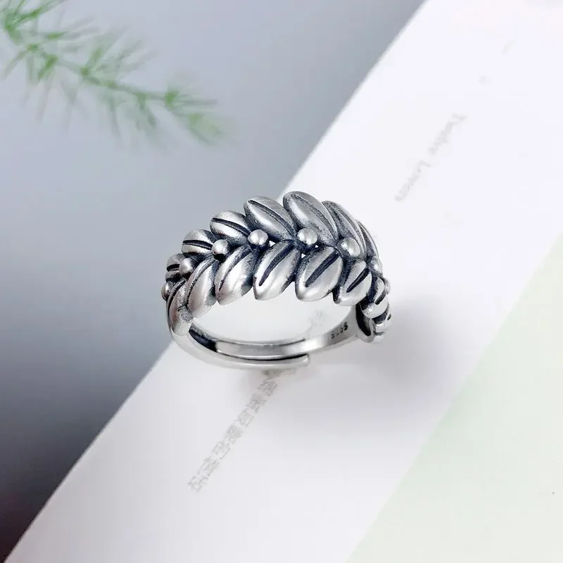 New Year's Eve Ping An Mai Sui Women's Personality Simple Barley Old Men and Women's Adjustable Ring with Live Mouth