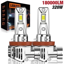 자동차 헤드램프용 LED 전구 헤드라이트, H11, H8, H9, H16JP, 9005, HB3, 9006, HB4, Canbus 미니 CSP, 자동 다이오드 램프, 6500K, 화이트, 12V, 180000LM