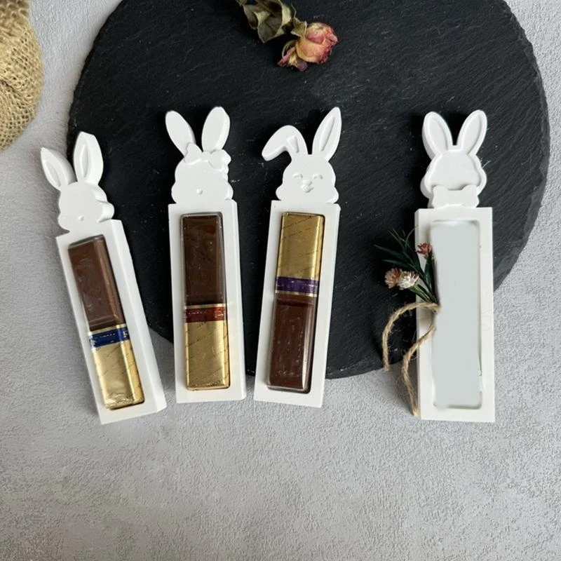 Vier-in-eins Kaninchen Geschenkbox Silikonform, DIY Osterhase Urlaub Dekoration Box Gips Epoxidform, Kaninchen Geschenk Gussform