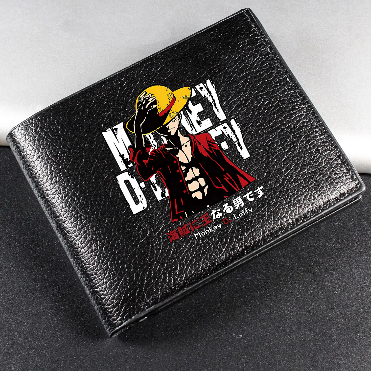 

Кошелек-портмоне One Piece из искусственной кожи, черный, с аниме-принтом, мужской, кожаный, для монет, кредитных карт, удостоверений личности, складной, для хранения, деловой кошелек