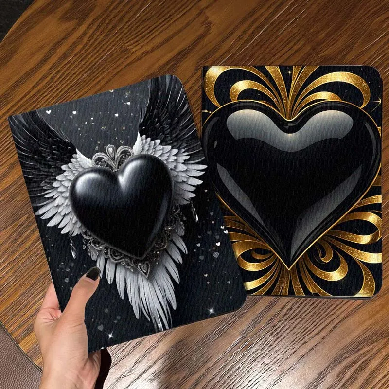 

Black Heart Angel Wings Tablet Case For Samsung Galaxy Tab S7 S8 S9 S10 FE Lite Gift