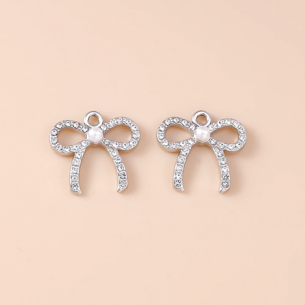 Leslie 5 Stück 18 x 16 mm exquisite Charms, Perlenkristall, Schleife, Anhänger für Halskette, Armband, DIY, Ohrringe, Schmuckherstellung – Detail 5