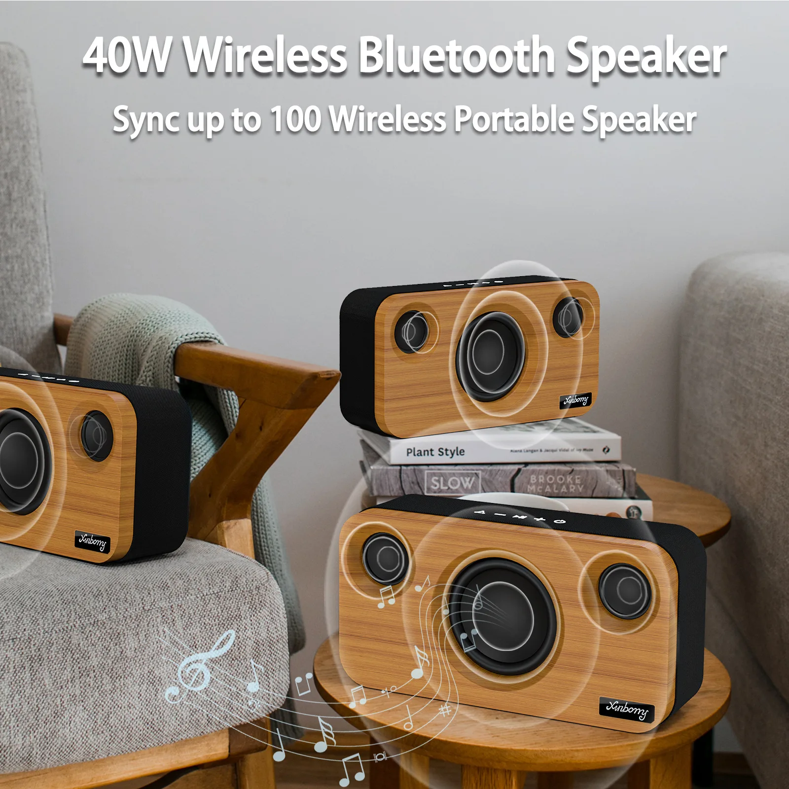 Dual Channel Wireless Bluetooth Speakers Stereo Audience High Fidelity Wooden Music Box Outdoor Portable 2.1 Acoustics Subwoofer