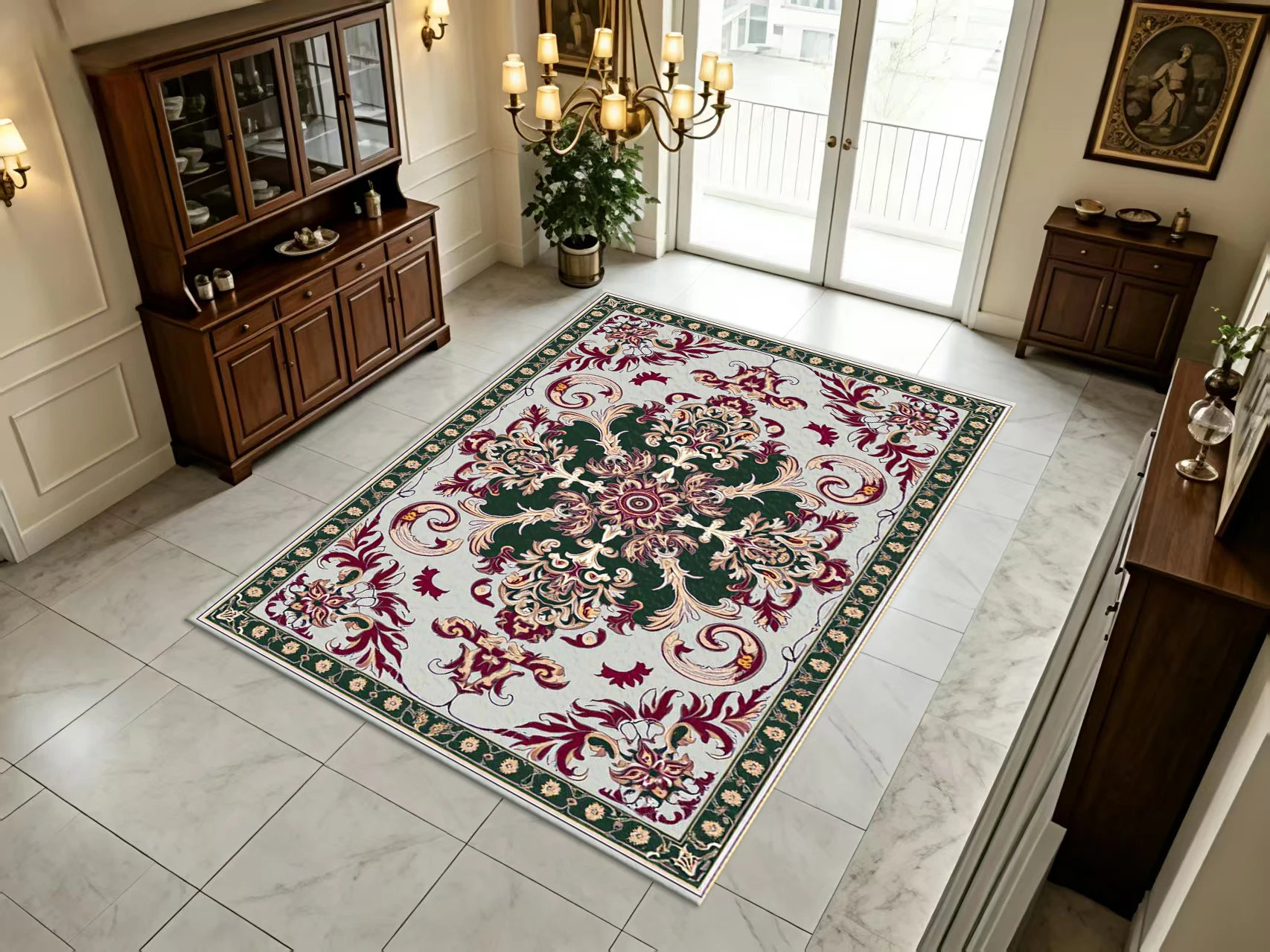 Vintage European Ornate Floral Medallion Carpet Flooring Classic Home Living Room Bedroom Decor Area Rug