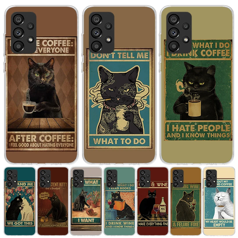 Funny Cat Poster Daily Life Phone Case For Samsung Galaxy A15 A55 A25 A35 A14 A54 A24 A34 A13 A53 A23 A33 A12 A52 A22 A32 A05S A