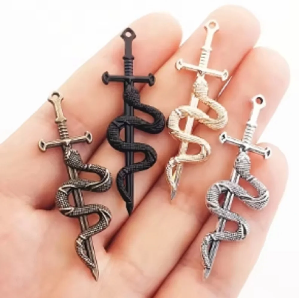 6Pcs/Lot 55*17mm New Alloy Charm Snake Sword Charms Pendant Designer Charms For Jewelry Making DIY Jewelry Findings