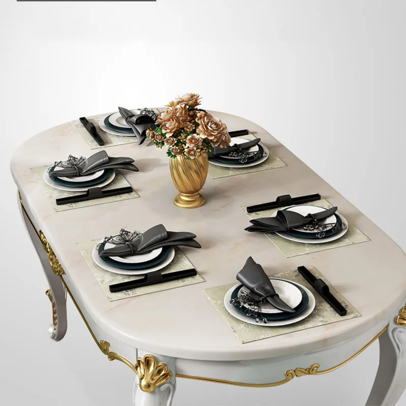 Villa Oval Dining Table Kitchen Marble European Bistro Design Modern Dining Table Rectangular Balcony Muebles Unique Furniture