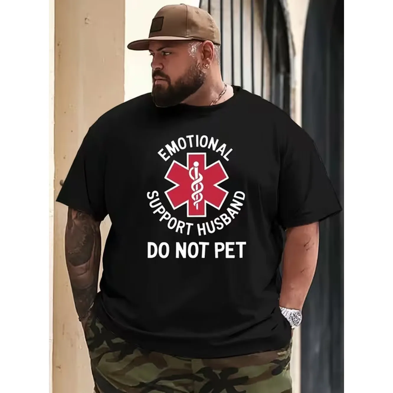 Funny Husband Gift T Shirt Emotional Support Husband Do Not Mens Oversized Casual Tee Loose Fit Birthday Anniversary Present Suitable For Wedding For How To Tie Instructions Durable Print Plus Size Plus Size