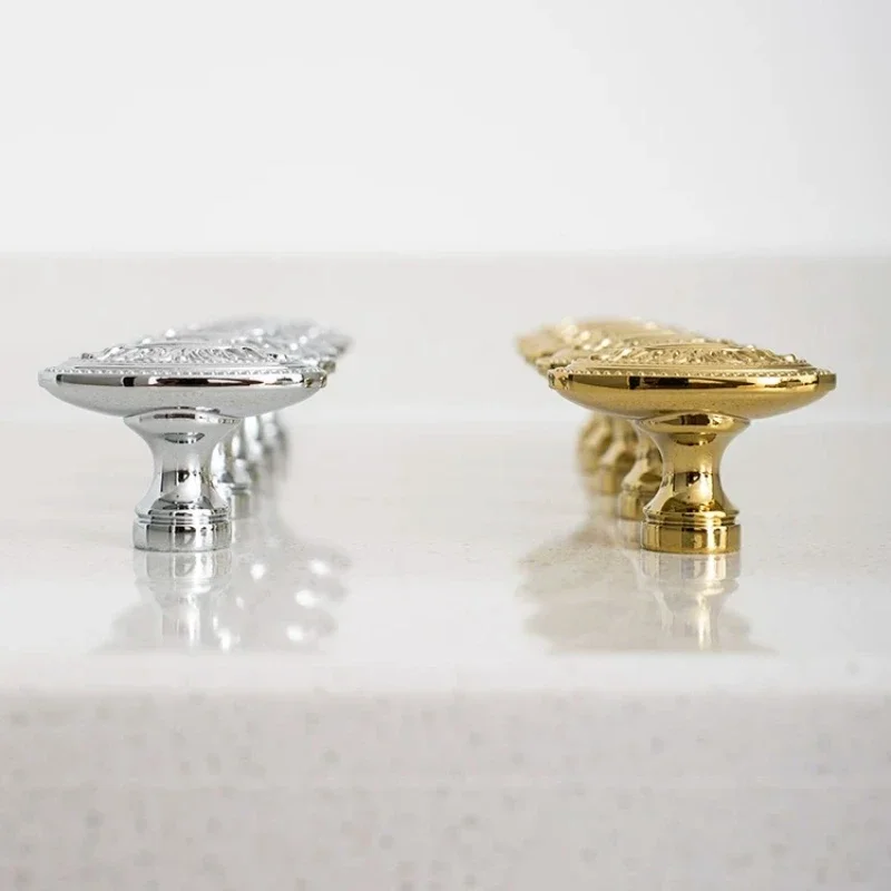 yesBrass European Gold and Silver Drawer Single Hole Retro Pull Style Light Luxury Shoe Cabinet Kitchen Cabinet Door Handle Knob