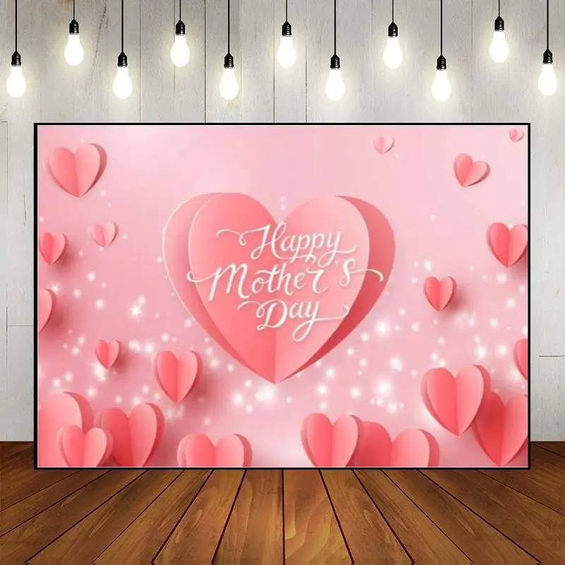 Pink Flowers Photography Backdrop Family Custom Banner Party Wall Carnation Decoration Rose Mother's Day Theme Floral Love Photo