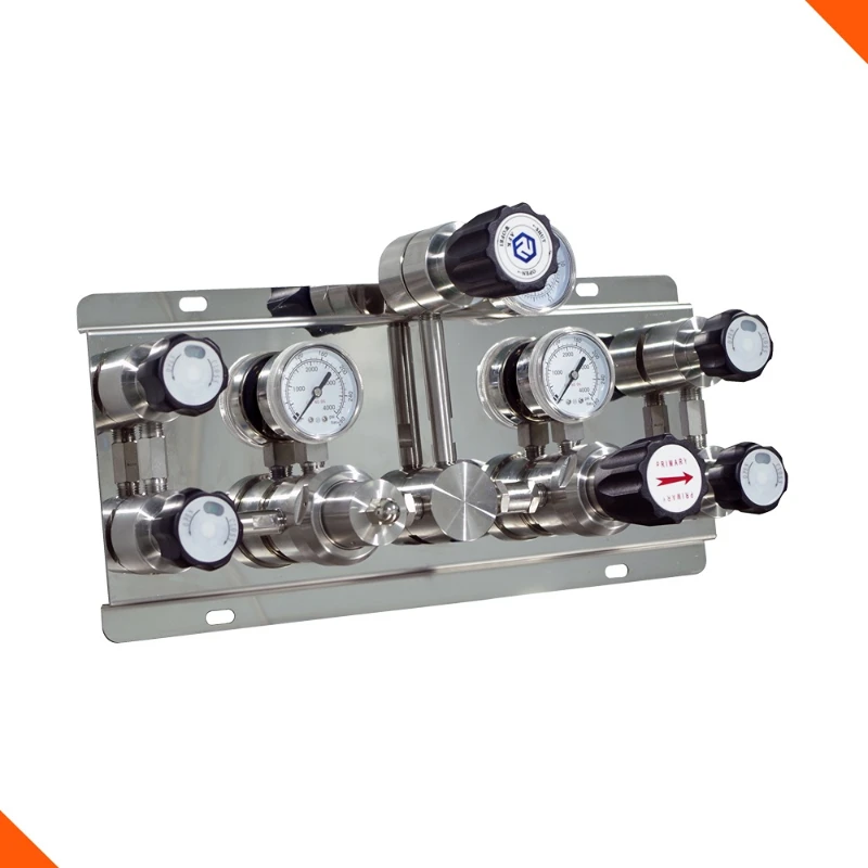 High pressure Panel Mount 3000PSI Pure Helium Oxygen Nitrogen Semi-Automatic Changeover Gas Pressure Regulator for 2X2 cylinder