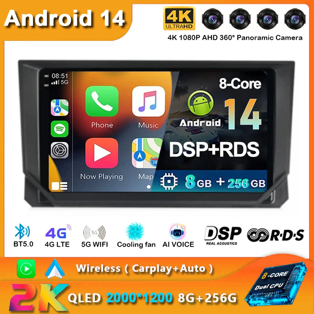

Android 14 Car Radio For SEAT Ibiza 2017 2018 2019 2020 Carplay Navigation GPS Multimedia Player WiFi+4G Stereo Auto Video BT